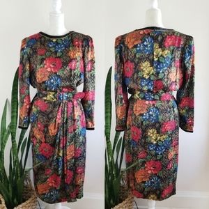VTG 80s Louis Féraud Silk Floral Dress